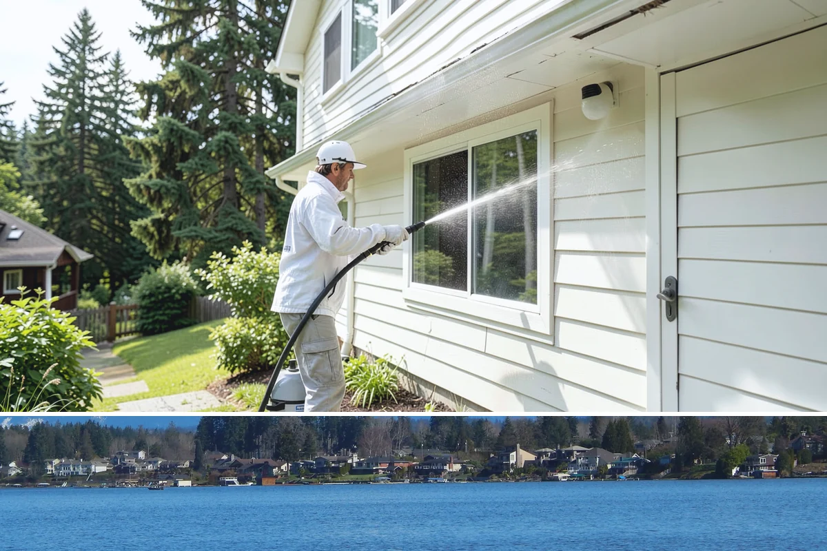 Balcony Cleaning in Lake Stevens, Snohomish County, WA - Late spring cleaning clears winter moss and readies the balcony for warm-weather use and open views.