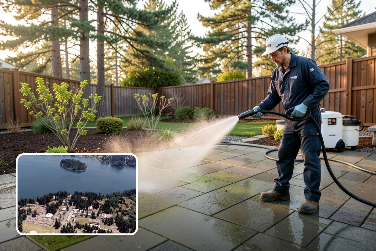 Balcony Cleaning in Lakewood, Pierce County, WA - Removes slick moss and film from balcony flooring