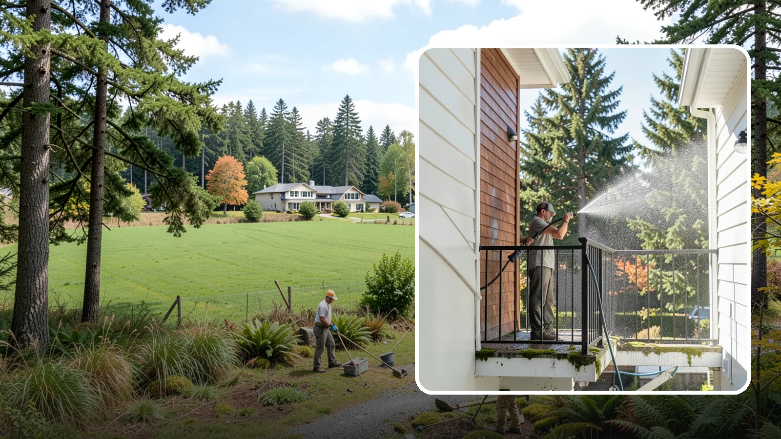 Balcony Cleaning in Lyman, Skagit County, WA - We wash balcony floors, rails, and undersides to lift the moss, pollen, and grime that collect on these exposed platforms.