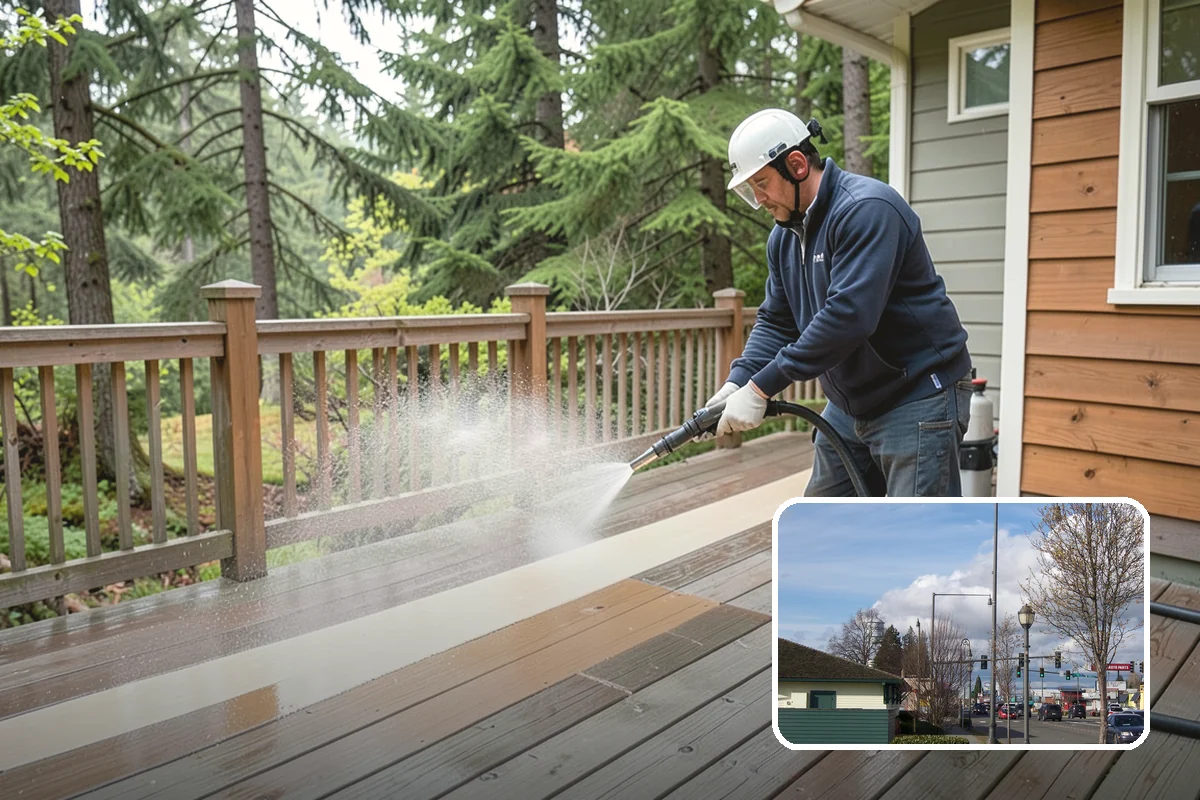 Balcony Cleaning in Marysville, Snohomish County, WA - Removes slick moss and film from balcony flooring