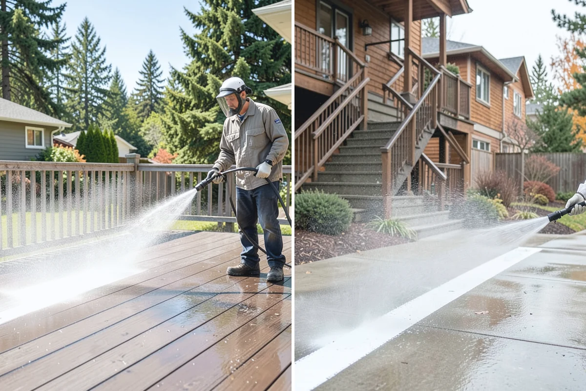 Balcony Cleaning in Medina, King County, WA - Clear furniture and loose debris from the balcony