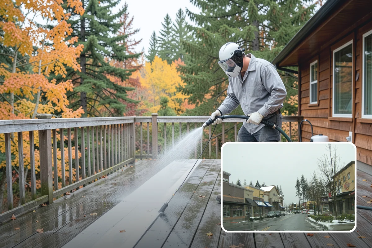 Balcony Cleaning in Mill Creek, Snohomish County, WA - Removes slick moss and film from balcony flooring