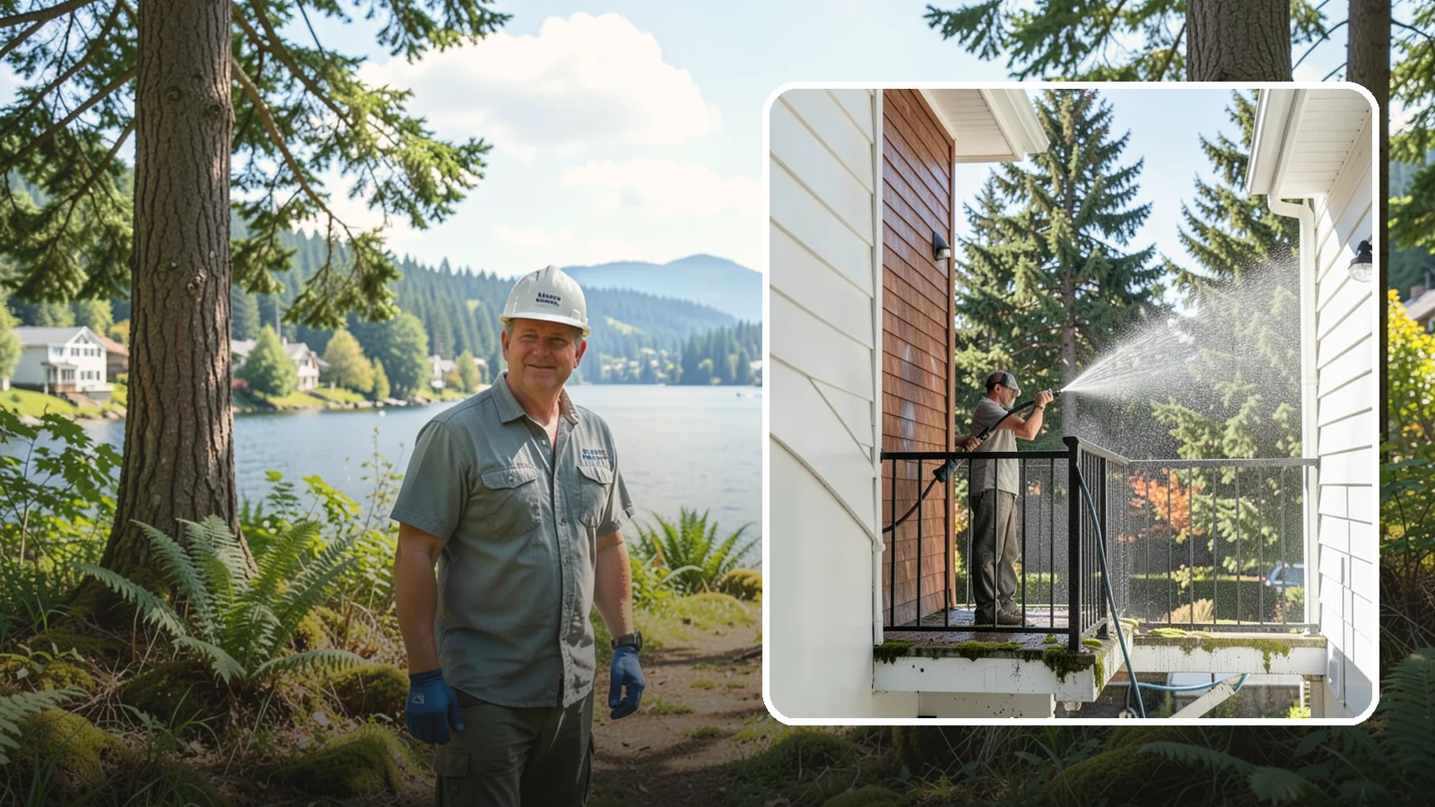 Balcony Cleaning in Milton, King County, WA - We wash balcony floors, rails, and undersides to lift the moss, pollen, and grime that collect on these exposed platforms.