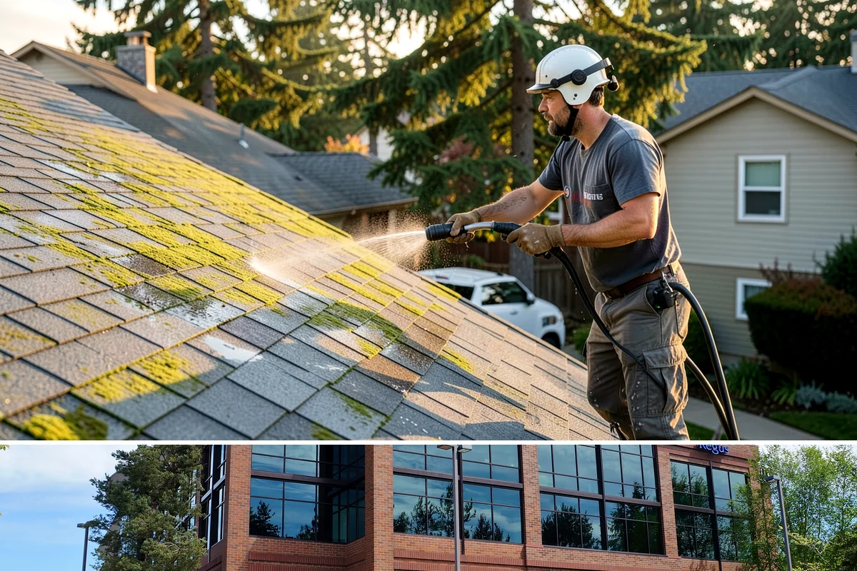 Balcony Cleaning in Mountlake Terrace, Snohomish County, WA - Late spring cleaning clears winter moss and readies the balcony for warm-weather use and open views.