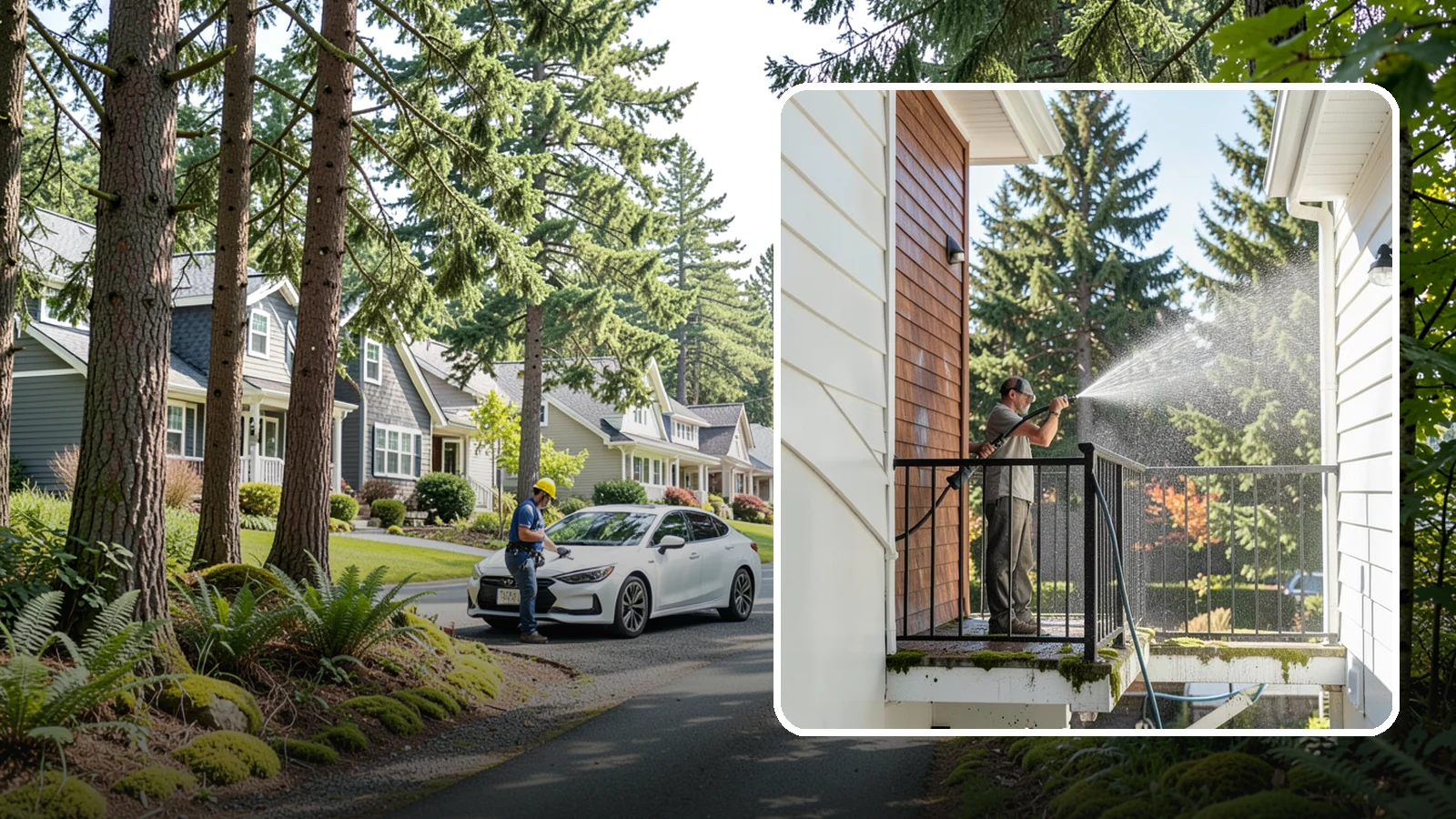 Balcony Cleaning in Normandy Park, King County, WA - We wash balcony floors, rails, and undersides to lift the moss, pollen, and grime that collect on these exposed platforms.