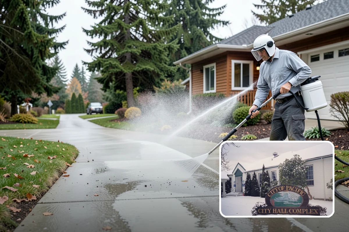 Balcony Cleaning in Pacific, King County, WA - Removes slick moss and film from balcony flooring