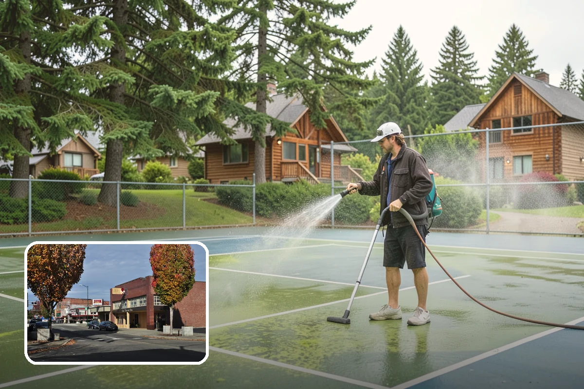 Balcony Cleaning in Puyallup, Pierce County, WA - Removes slick moss and film from balcony flooring