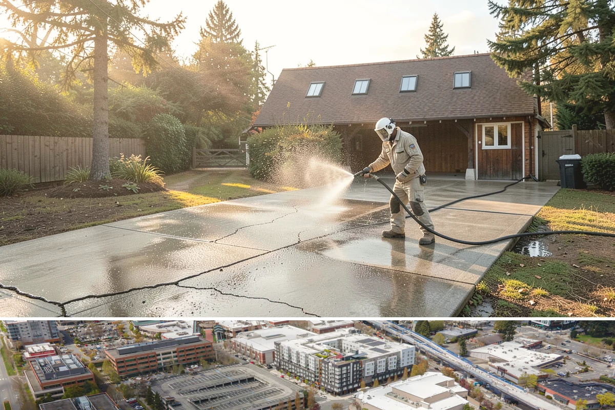 Balcony Cleaning in Redmond, King County, WA - Late spring cleaning clears winter moss and readies the balcony for warm-weather use and open views.