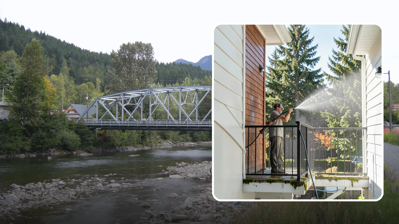 Balcony Cleaning in Skykomish, King County, WA - We wash balcony floors, rails, and undersides to lift the moss, pollen, and grime that collect on these exposed platforms.
