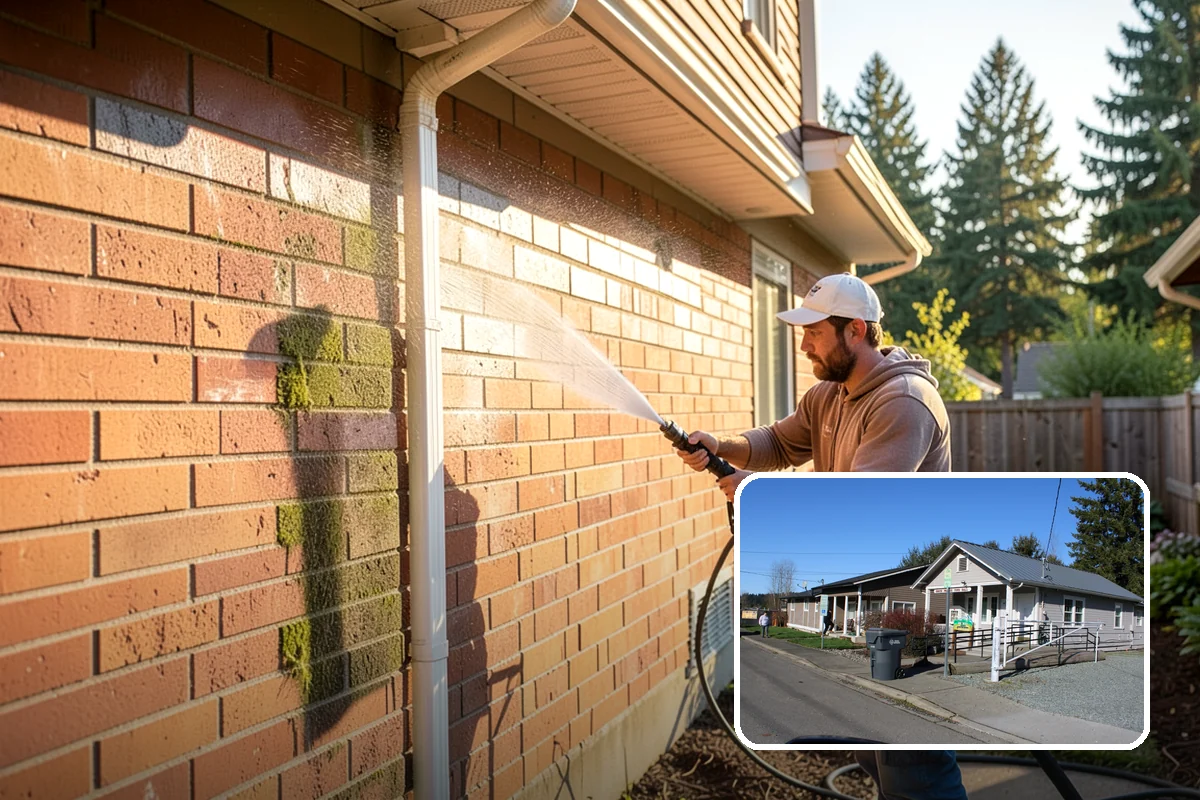Balcony Cleaning in South Prairie, Pierce County, WA - Removes slick moss and film from balcony flooring