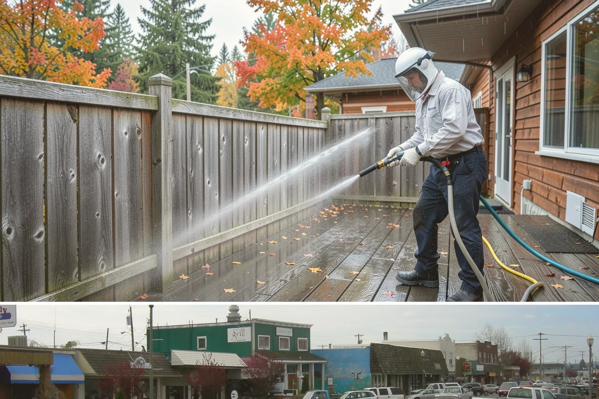Balcony Cleaning in Stanwood, Snohomish County, WA - Late spring cleaning clears winter moss and readies the balcony for warm-weather use and open views.