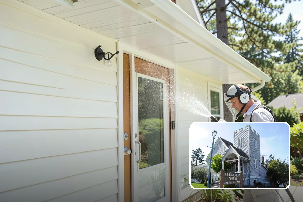 Balcony Cleaning in Steilacoom, Pierce County, WA - Removes slick moss and film from balcony flooring