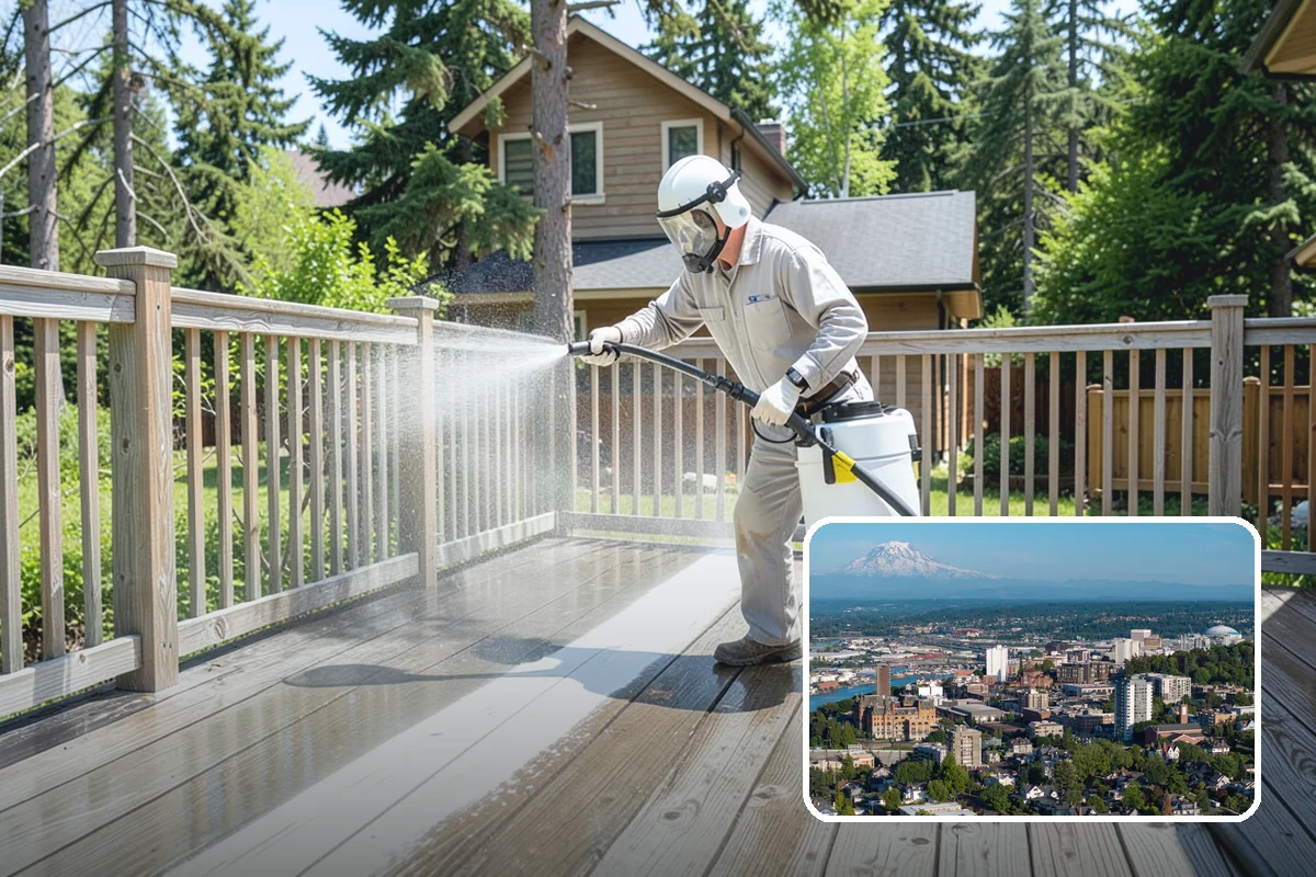 Balcony Cleaning in Tacoma, Pierce County, WA - Removes slick moss and film from balcony flooring