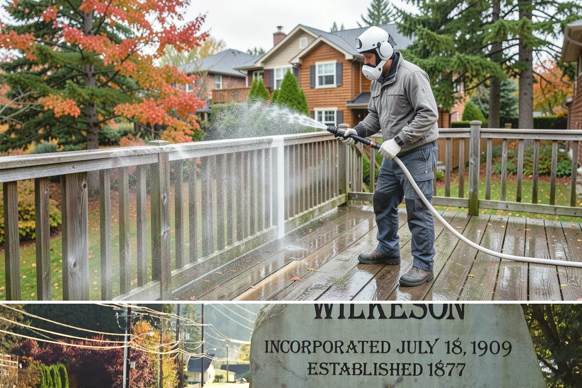 Balcony Cleaning in Wilkeson, Pierce County, WA - Late spring cleaning clears winter moss and readies the balcony for warm-weather use and open views.