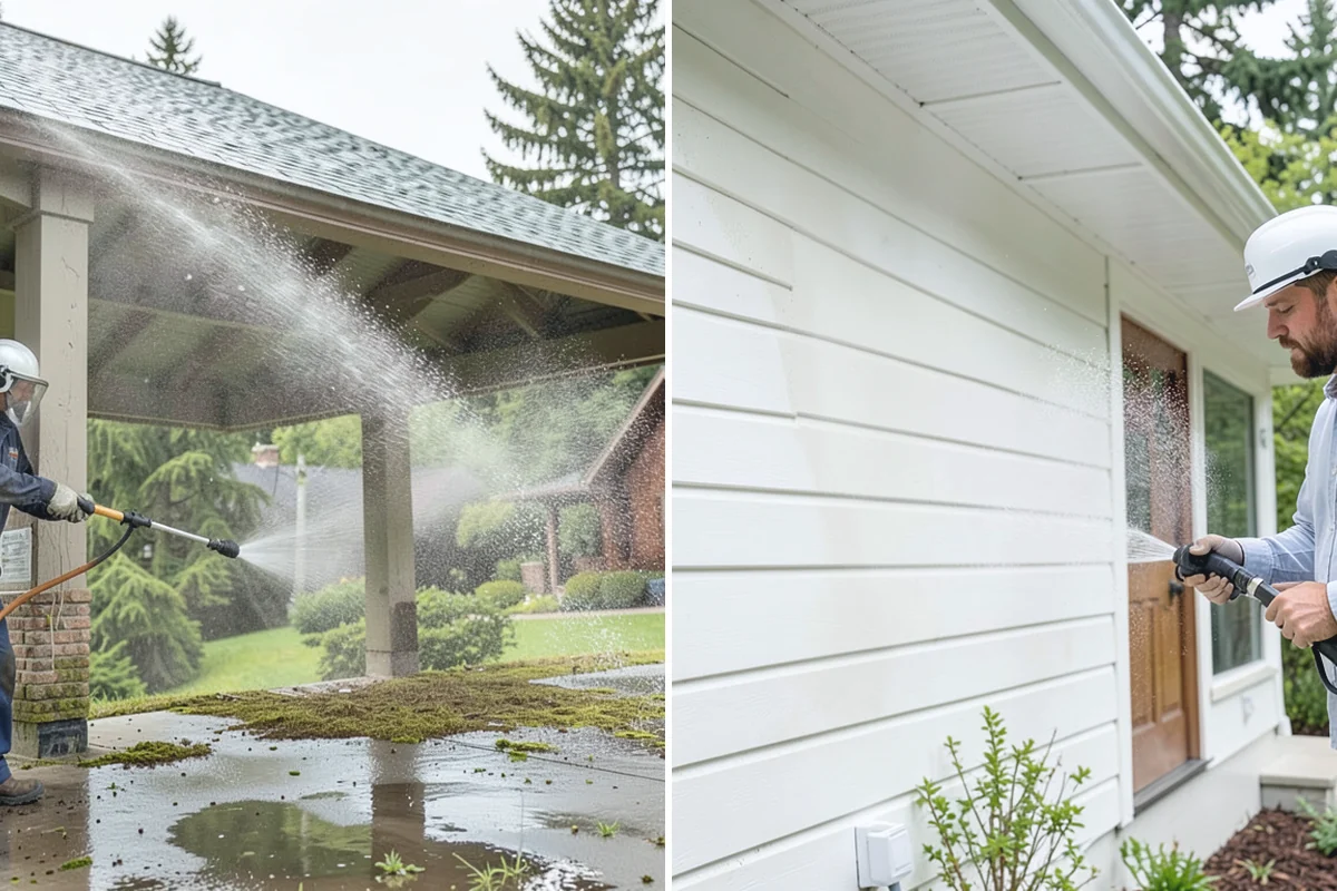 Balcony Cleaning in Woodinville, King County, WA - Clear furniture and loose debris from the balcony