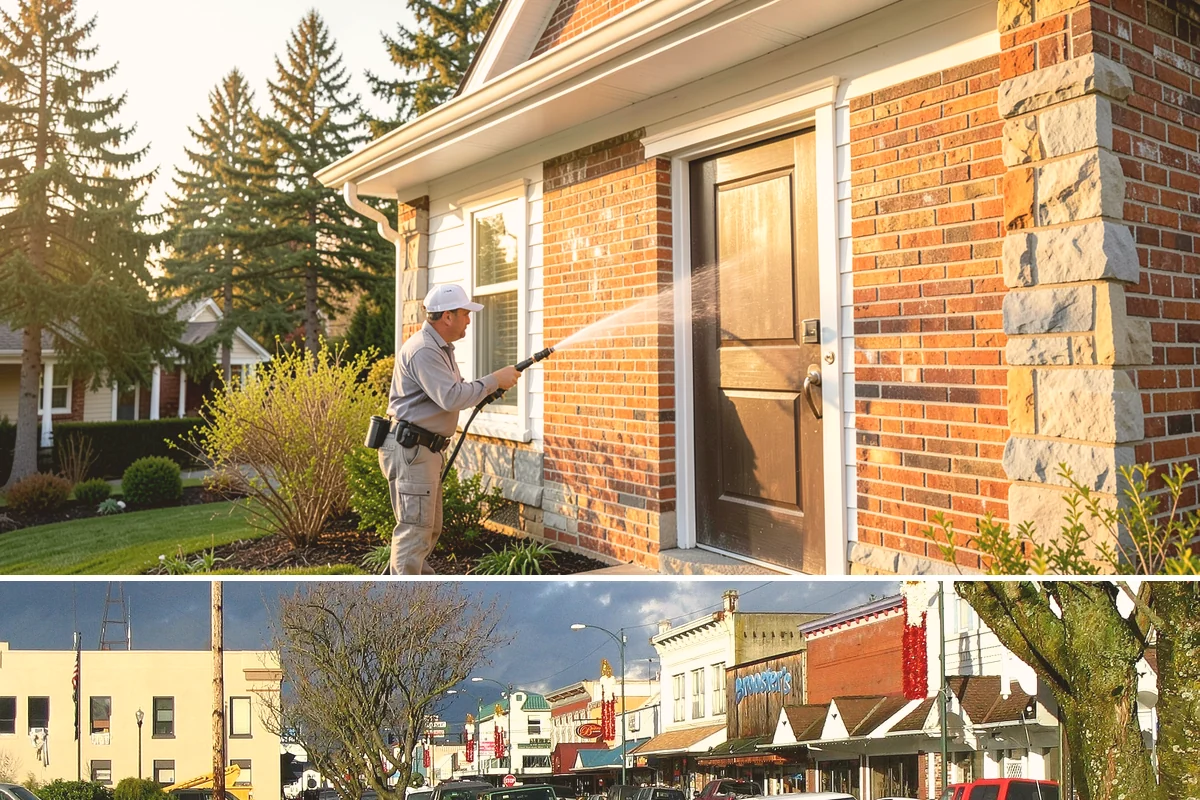 Bank Exterior Cleaning in Arlington, Snohomish County, WA - Quarterly cleaning keeps a bank exterior consistently sharp, with added attention in spring when pollen and algae peak.