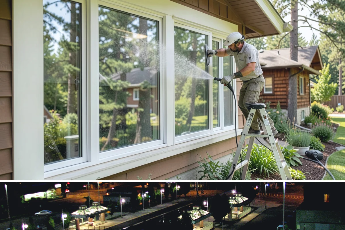 Bank Exterior Cleaning in Auburn, King County, WA - Quarterly cleaning keeps a bank exterior consistently sharp, with added attention in spring when pollen and algae peak.