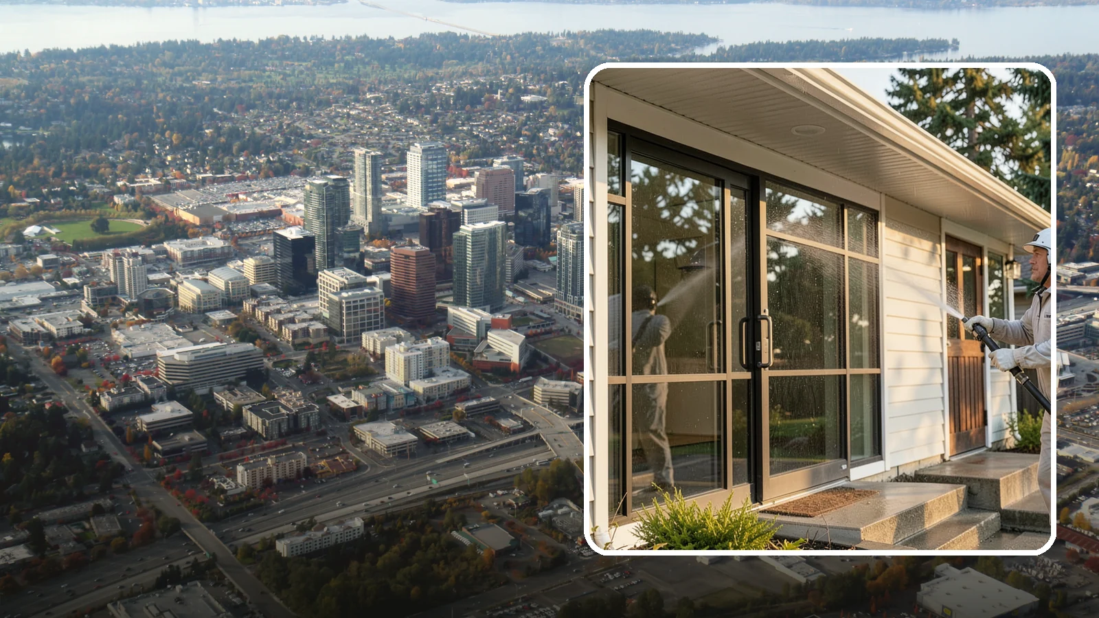 Bank Exterior Cleaning in Bellevue, King County, WA - Polished exterior cleaning for banks and credit unions that keeps facades, entrances, ATM areas, and drive-up lanes looking...