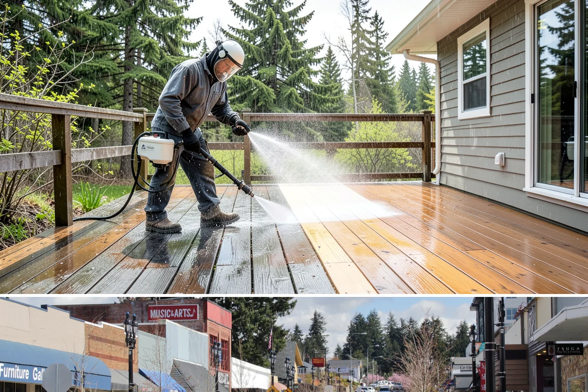 Bank Exterior Cleaning in Bothell, King County, WA - Quarterly cleaning keeps a bank exterior consistently sharp, with added attention in spring when pollen and algae peak.