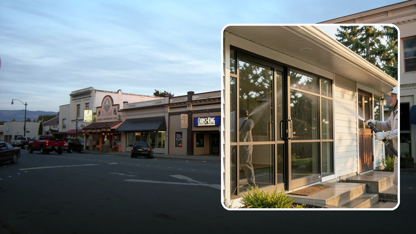 Bank Exterior Cleaning in Burlington, Skagit County, WA - Polished exterior cleaning for banks and credit unions that keeps facades, entrances, ATM areas, and drive-up lanes looking...