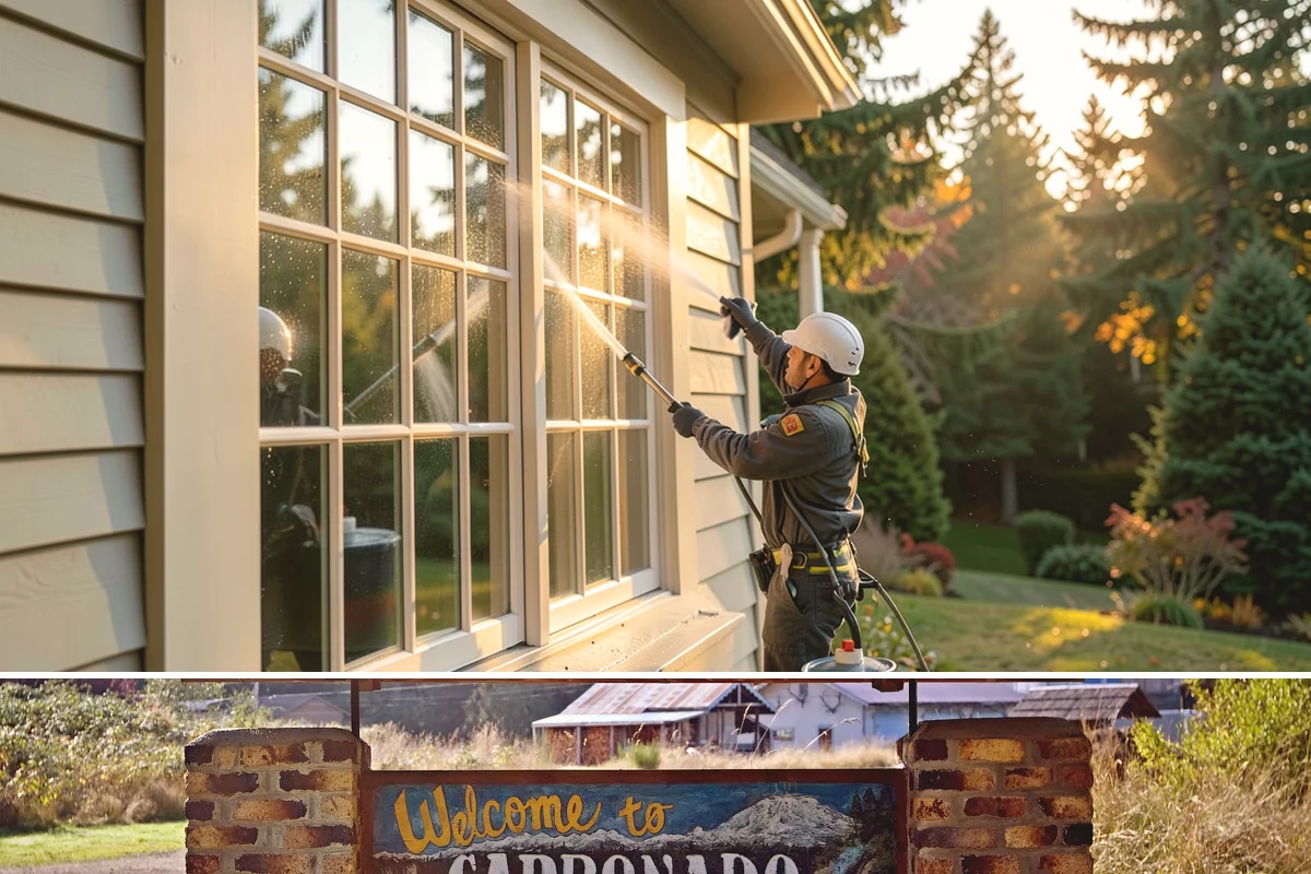 Bank Exterior Cleaning in Carbonado, Pierce County, WA - Quarterly cleaning keeps a bank exterior consistently sharp, with added attention in spring when pollen and algae peak.