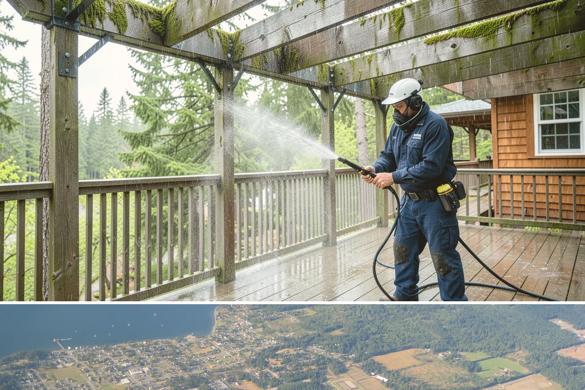 Bank Exterior Cleaning in Coupeville, Island County, WA - Quarterly cleaning keeps a bank exterior consistently sharp, with added attention in spring when pollen and algae peak.