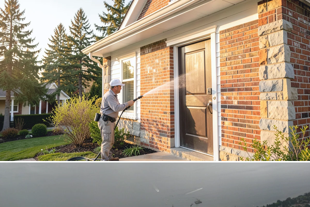 Bank Exterior Cleaning in Des Moines, King County, WA - Quarterly cleaning keeps a bank exterior consistently sharp, with added attention in spring when pollen and algae peak.