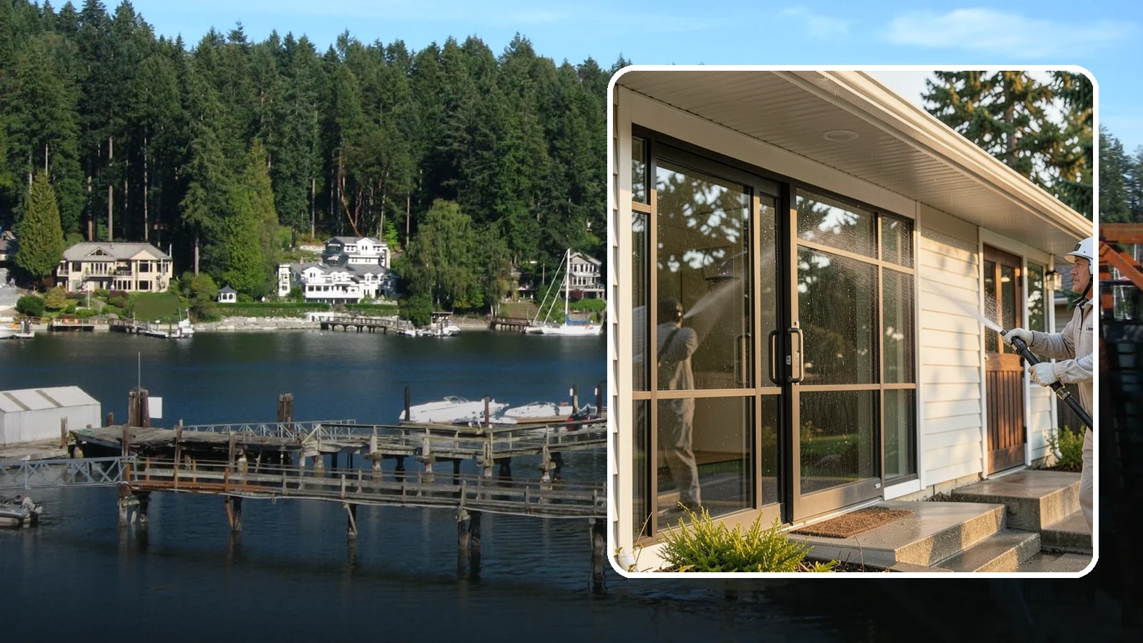 Bank Exterior Cleaning in Gig Harbor, Pierce County, WA - Polished exterior cleaning for banks and credit unions that keeps facades, entrances, ATM areas, and drive-up lanes looking...