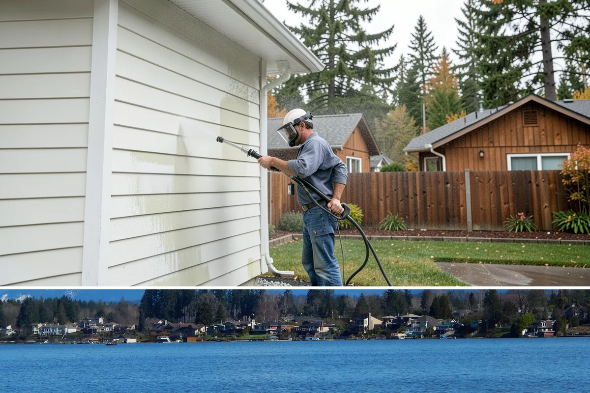 Bank Exterior Cleaning in Lake Stevens, Snohomish County, WA - Quarterly cleaning keeps a bank exterior consistently sharp, with added attention in spring when pollen and algae peak.