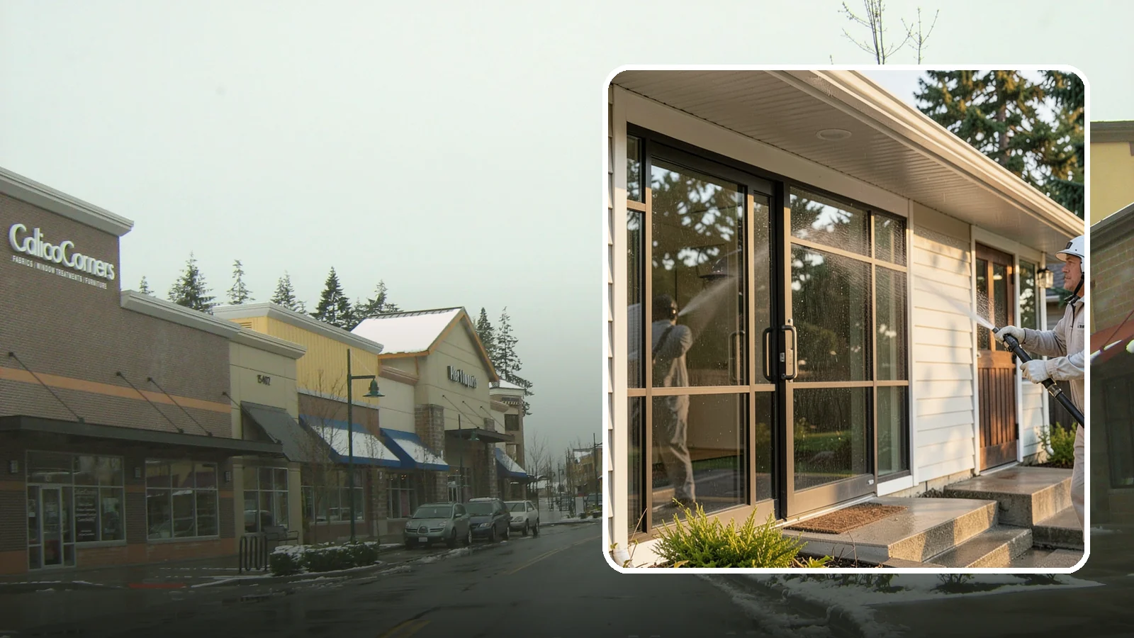 Bank Exterior Cleaning in Mill Creek, Snohomish County, WA - Polished exterior cleaning for banks and credit unions that keeps facades, entrances, ATM areas, and drive-up lanes looking...
