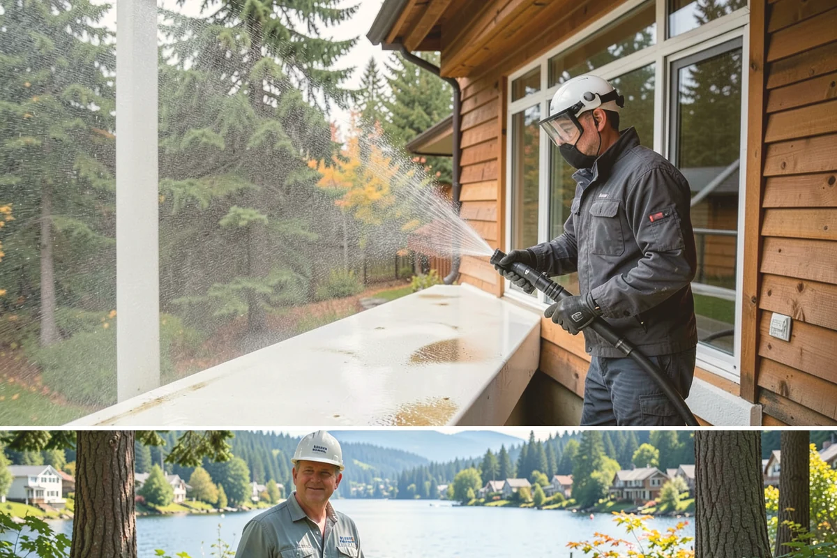 Bank Exterior Cleaning in Milton, King County, WA - Quarterly cleaning keeps a bank exterior consistently sharp, with added attention in spring when pollen and algae peak.