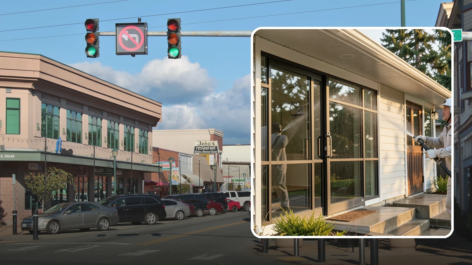 Bank Exterior Cleaning in Monroe, Snohomish County, WA - Polished exterior cleaning for banks and credit unions that keeps facades, entrances, ATM areas, and drive-up lanes looking...