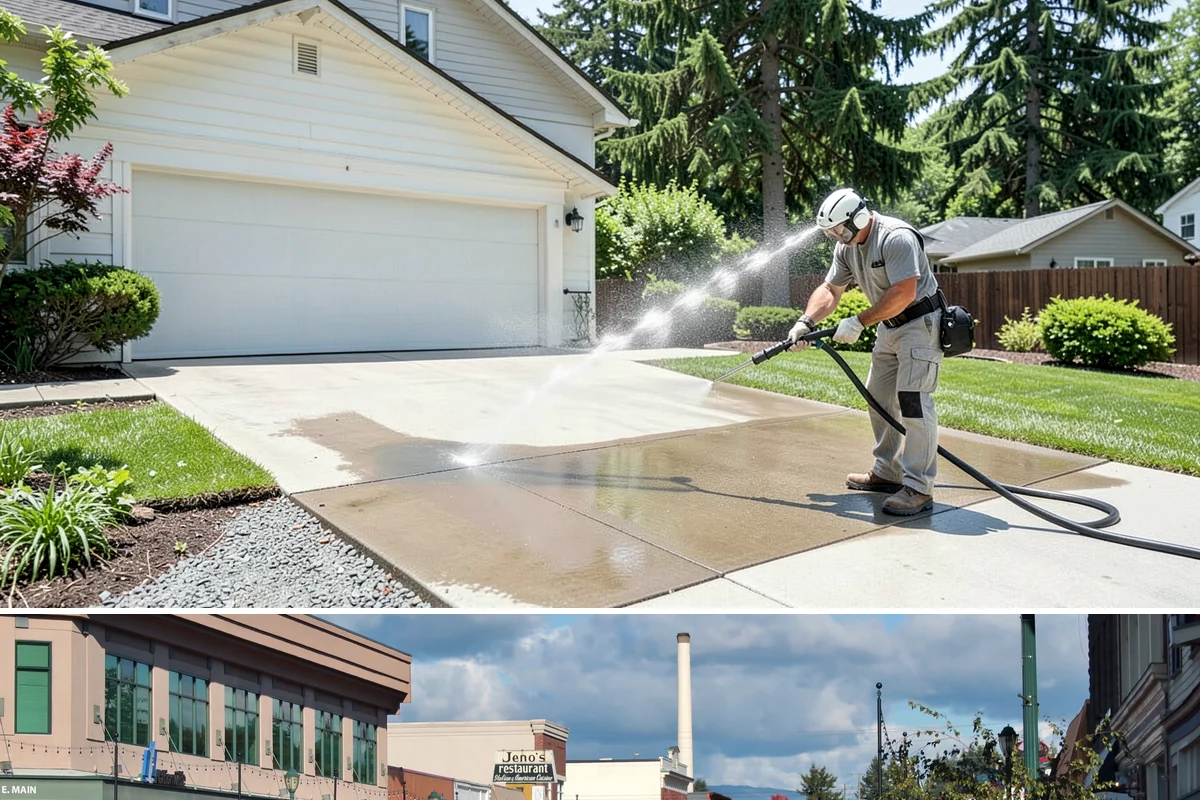 Bank Exterior Cleaning in Monroe, Snohomish County, WA - Quarterly cleaning keeps a bank exterior consistently sharp, with added attention in spring when pollen and algae peak.