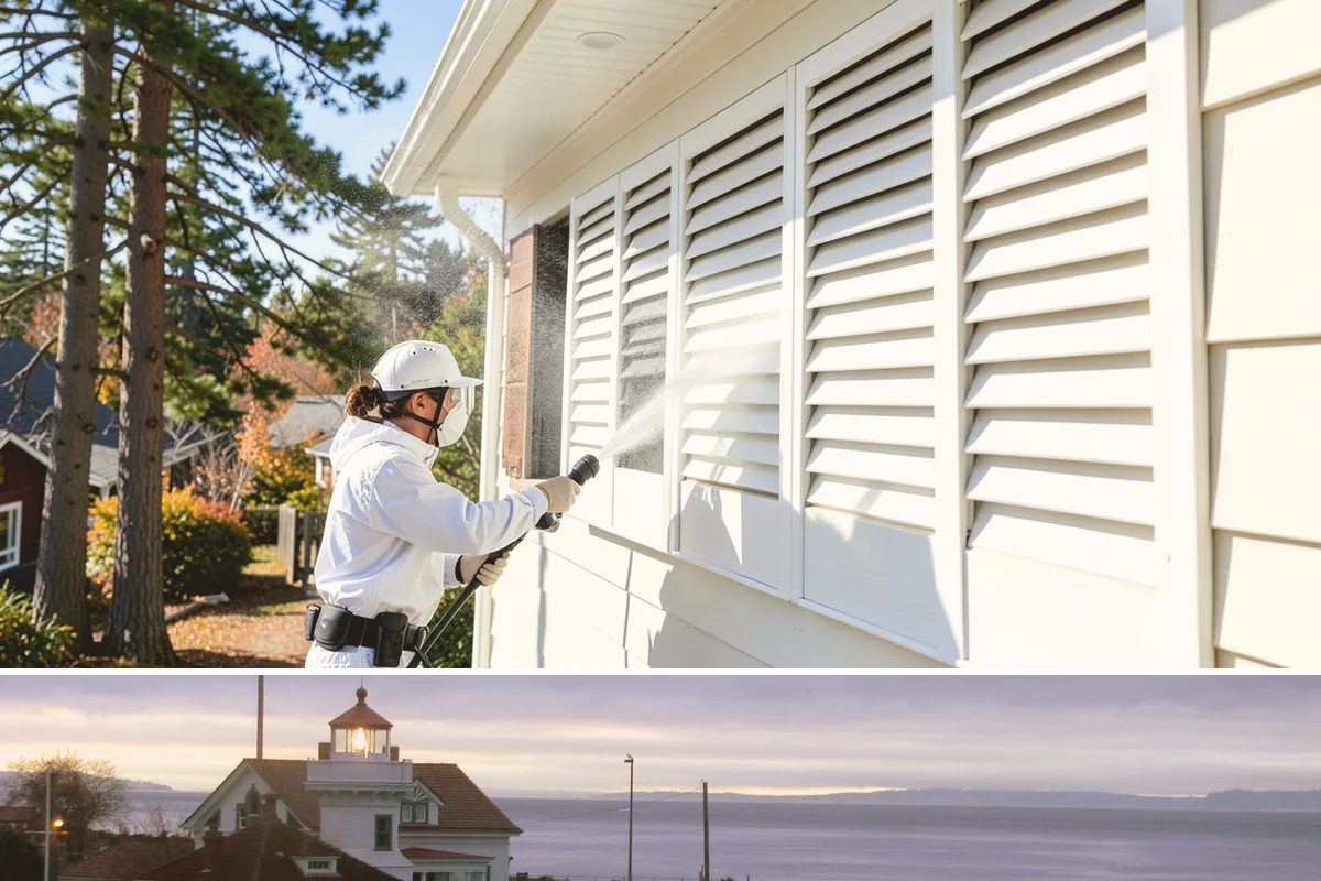 Bank Exterior Cleaning in Mukilteo, Snohomish County, WA - Quarterly cleaning keeps a bank exterior consistently sharp, with added attention in spring when pollen and algae peak.