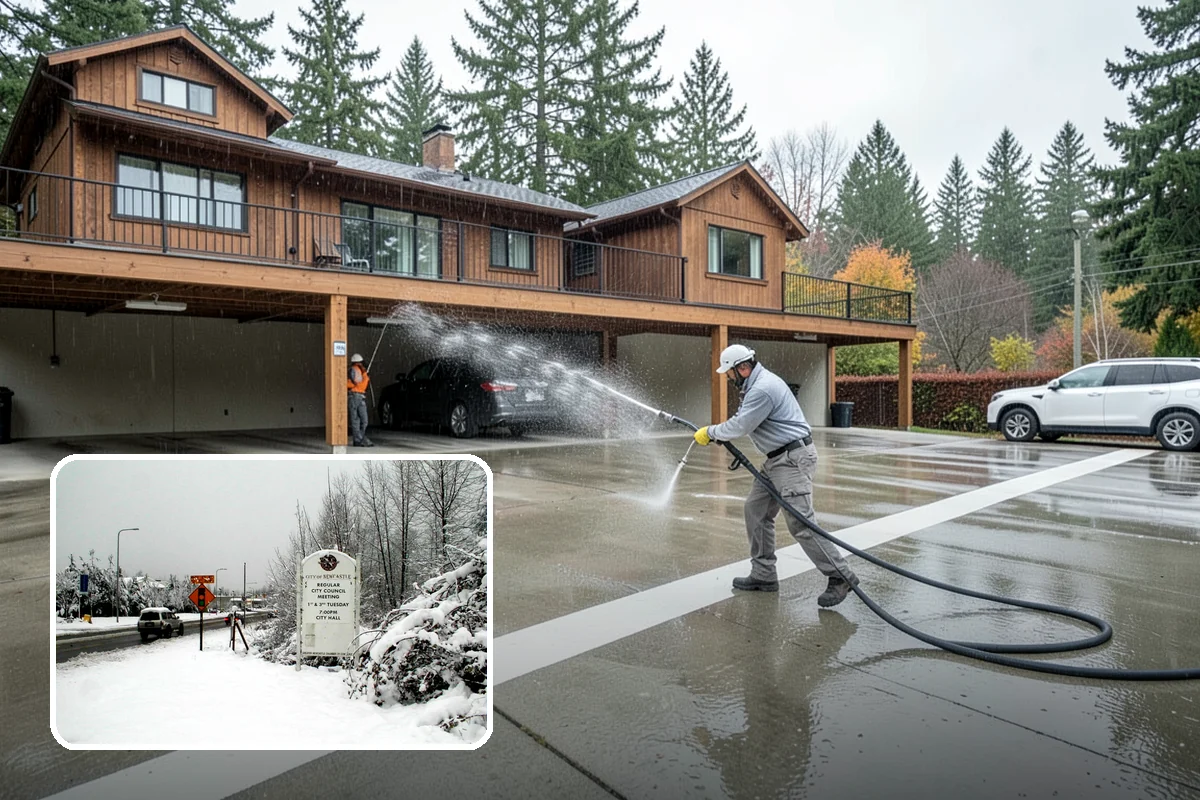 Bank Exterior Cleaning in Newcastle, King County, WA - Maintains a clean, trustworthy image at every customer touch point