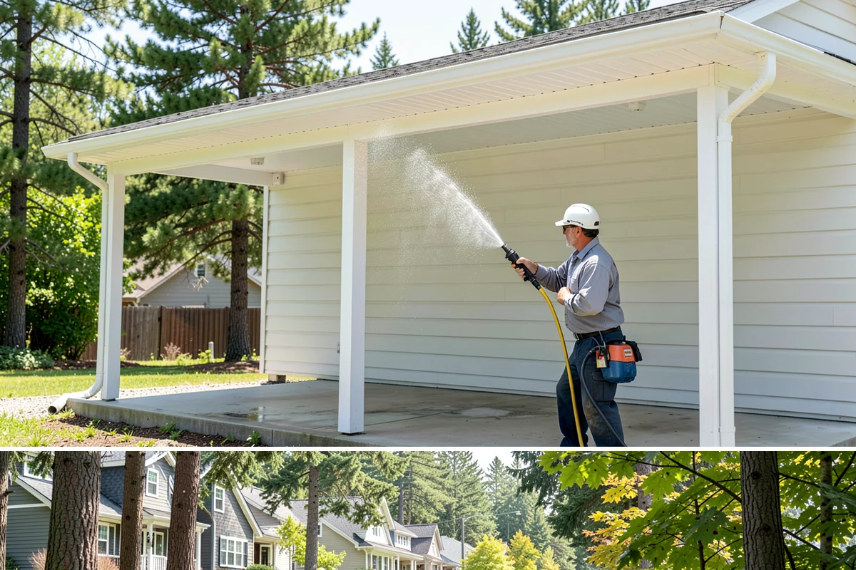 Bank Exterior Cleaning in Normandy Park, King County, WA - Quarterly cleaning keeps a bank exterior consistently sharp, with added attention in spring when pollen and algae peak.