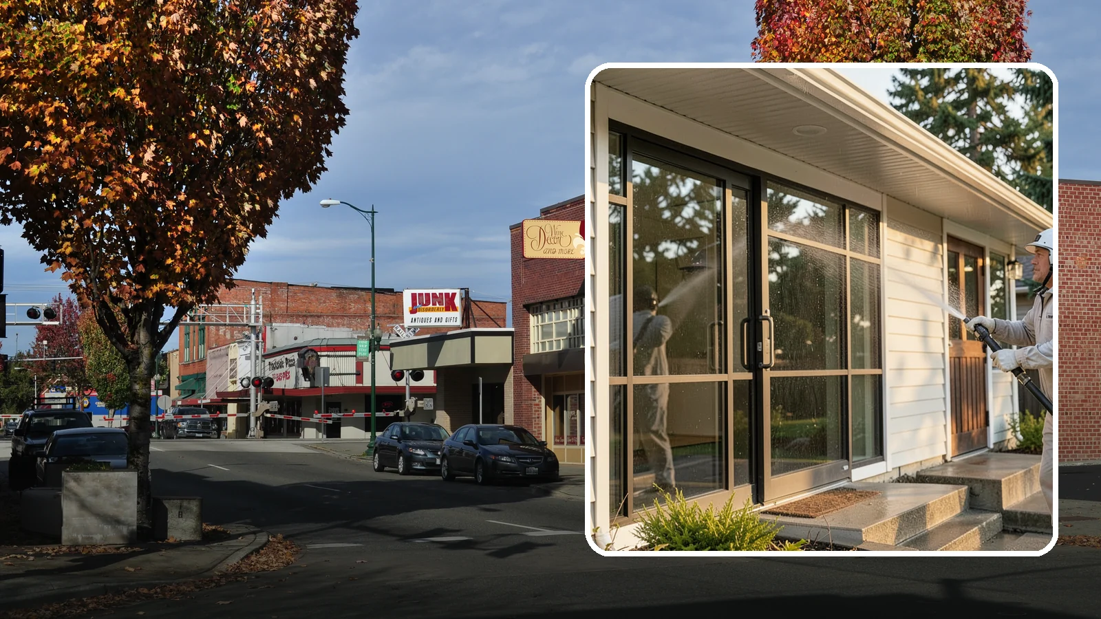 Bank Exterior Cleaning in Puyallup, Pierce County, WA - Polished exterior cleaning for banks and credit unions that keeps facades, entrances, ATM areas, and drive-up lanes looking...