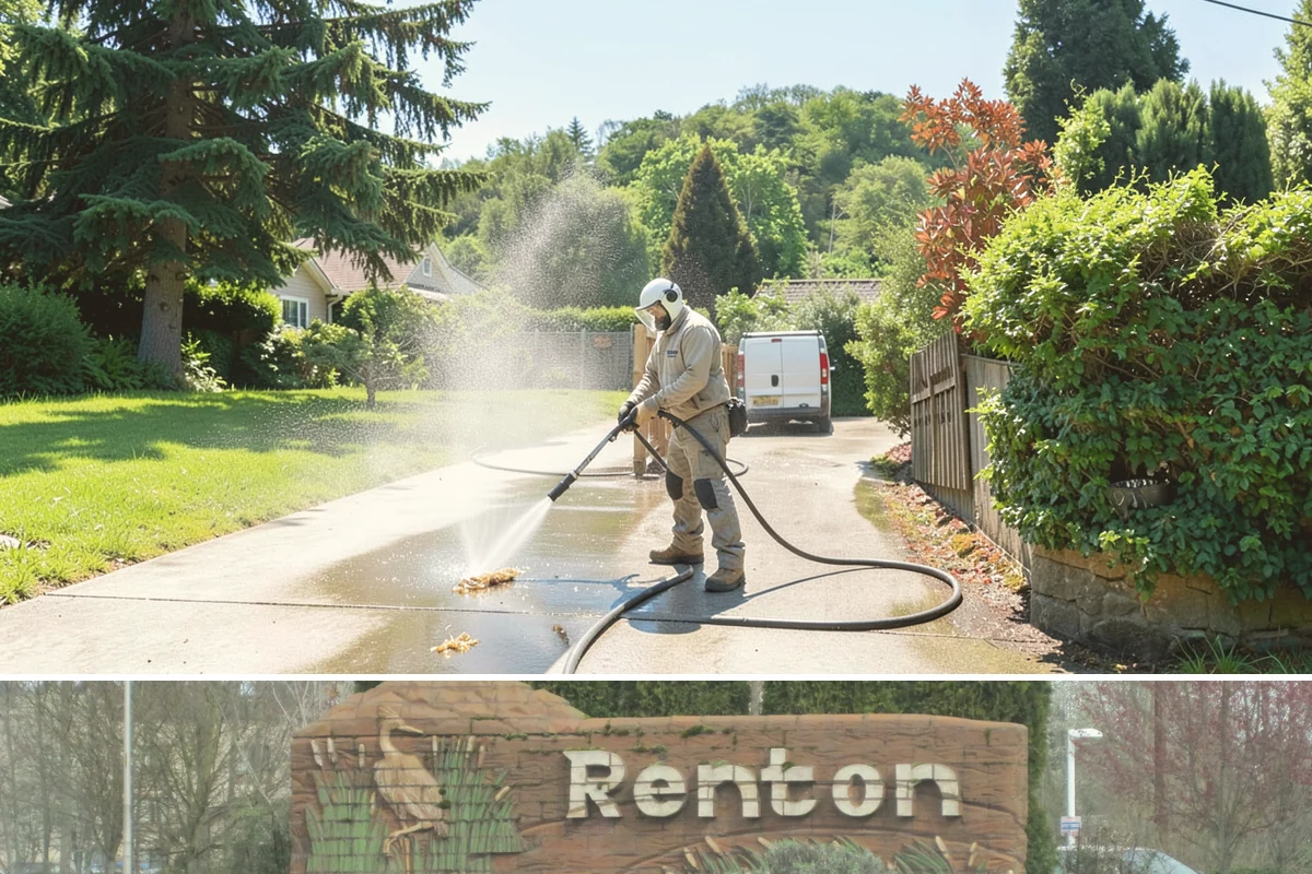 Bank Exterior Cleaning in Renton, King County, WA - Quarterly cleaning keeps a bank exterior consistently sharp, with added attention in spring when pollen and algae peak.