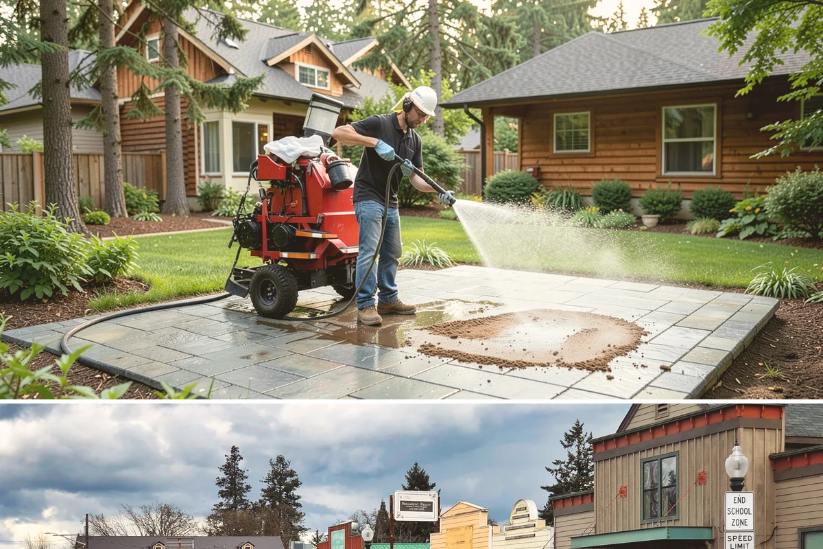 Bank Exterior Cleaning in Roy, Pierce County, WA - Quarterly cleaning keeps a bank exterior consistently sharp, with added attention in spring when pollen and algae peak.