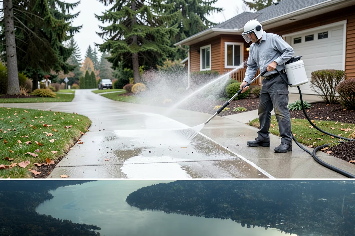 Bank Exterior Cleaning in Sammamish, King County, WA - Quarterly cleaning keeps a bank exterior consistently sharp, with added attention in spring when pollen and algae peak.