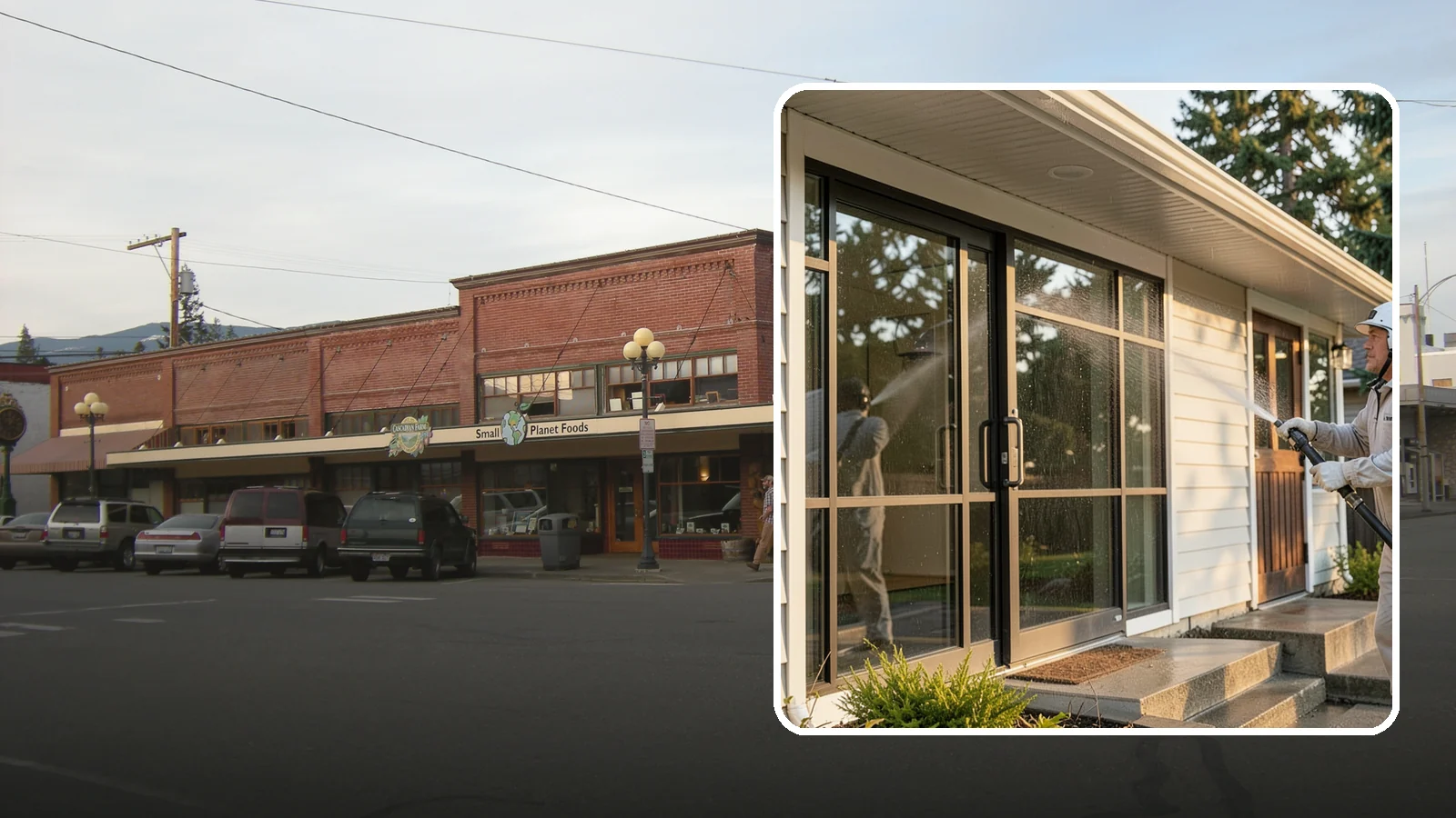 Bank Exterior Cleaning in Sedro-Woolley, Skagit County, WA - Polished exterior cleaning for banks and credit unions that keeps facades, entrances, ATM areas, and drive-up lanes looking...