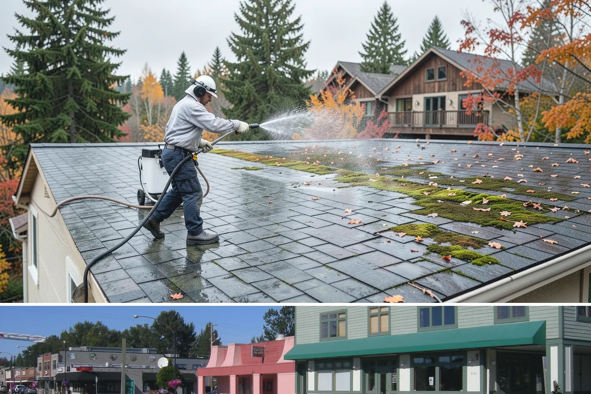 Bank Exterior Cleaning in Snoqualmie, King County, WA - Quarterly cleaning keeps a bank exterior consistently sharp, with added attention in spring when pollen and algae peak.