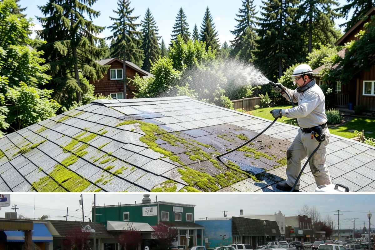 Bank Exterior Cleaning in Stanwood, Snohomish County, WA - Quarterly cleaning keeps a bank exterior consistently sharp, with added attention in spring when pollen and algae peak.