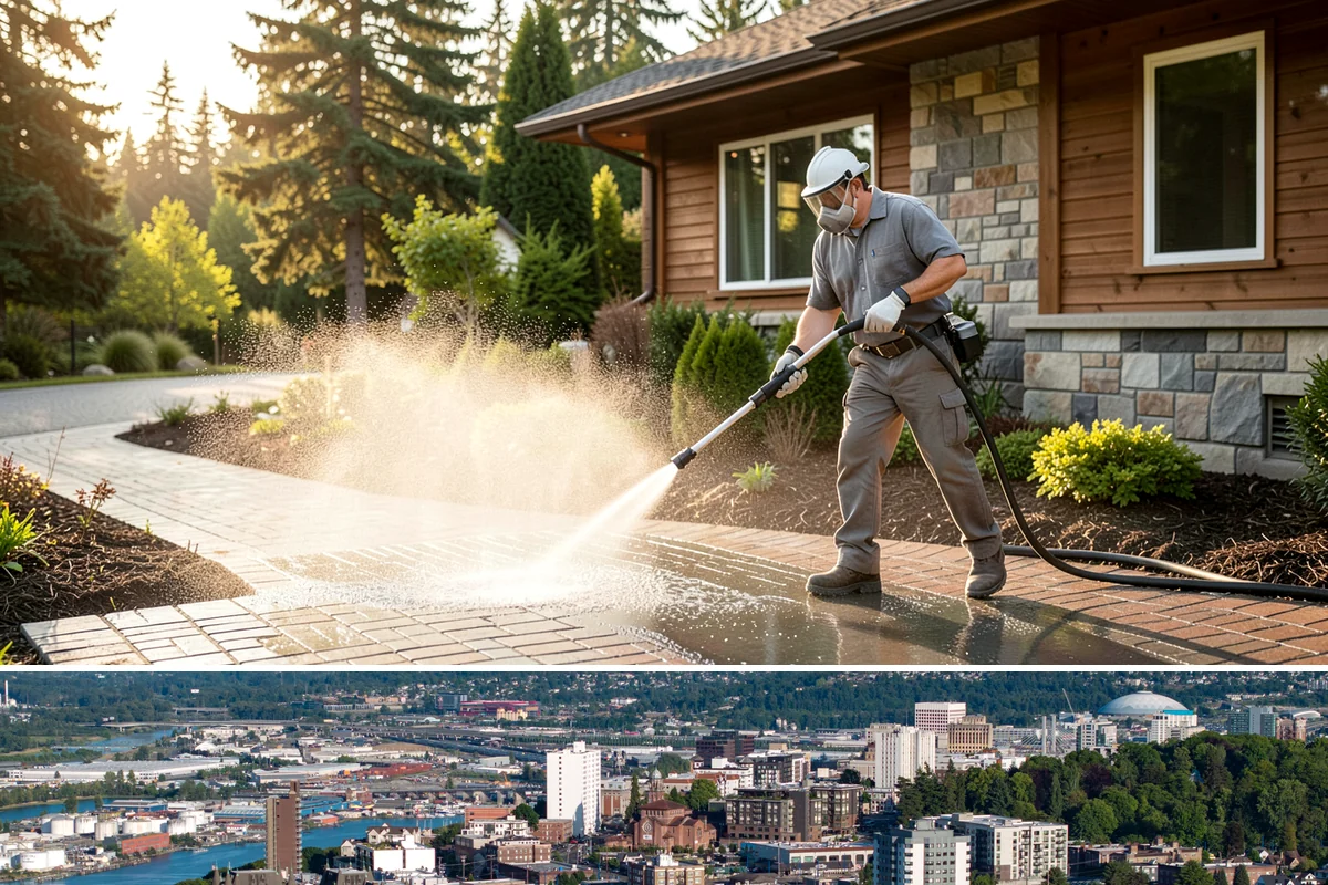 Bank Exterior Cleaning in Tacoma, Pierce County, WA - Quarterly cleaning keeps a bank exterior consistently sharp, with added attention in spring when pollen and algae peak.