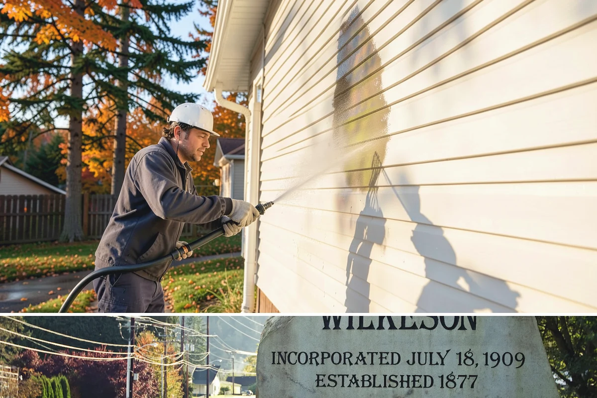 Bank Exterior Cleaning in Wilkeson, Pierce County, WA - Quarterly cleaning keeps a bank exterior consistently sharp, with added attention in spring when pollen and algae peak.