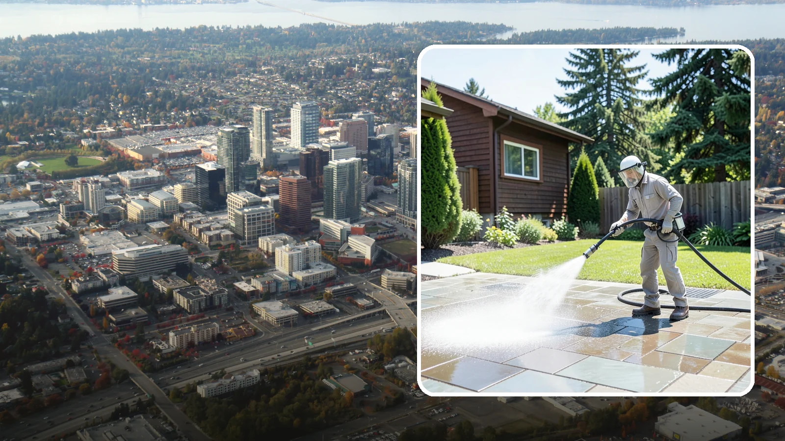 Bar & Restaurant Patio Cleaning in Bellevue, King County, WA - Deep patio cleaning for bars and restaurants that removes grease, food spills, gum, and algae from the outdoor dining areas...