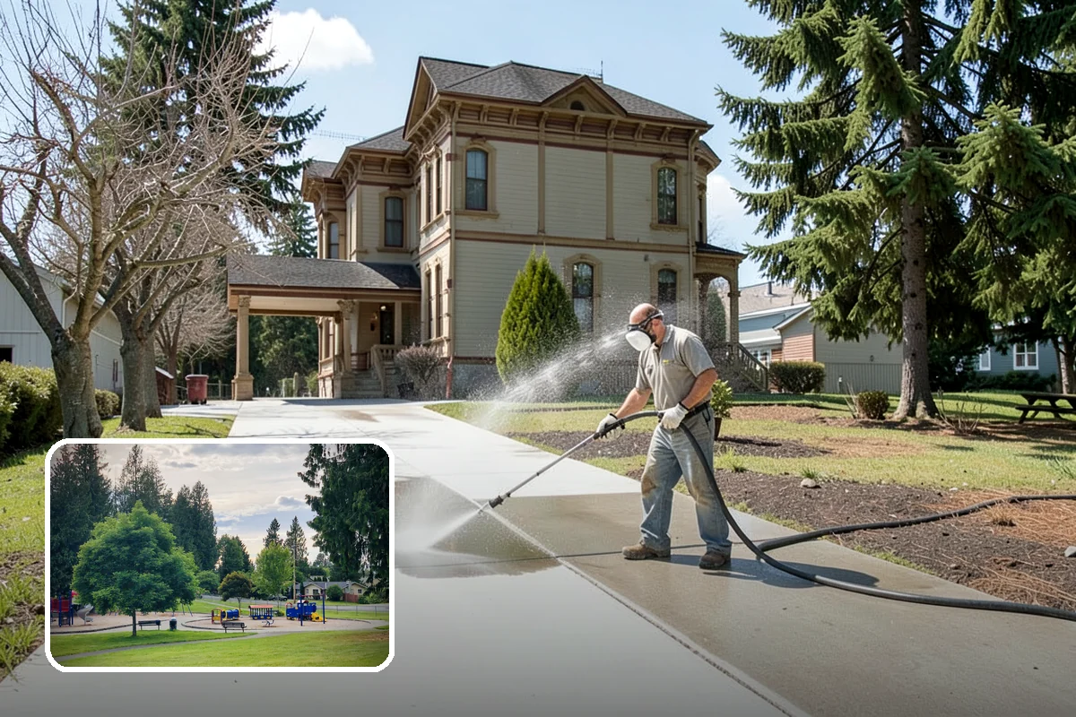 Bar & Restaurant Patio Cleaning in Bonney Lake, Pierce County, WA - Breaks down grease and sugar ground into patio surfaces