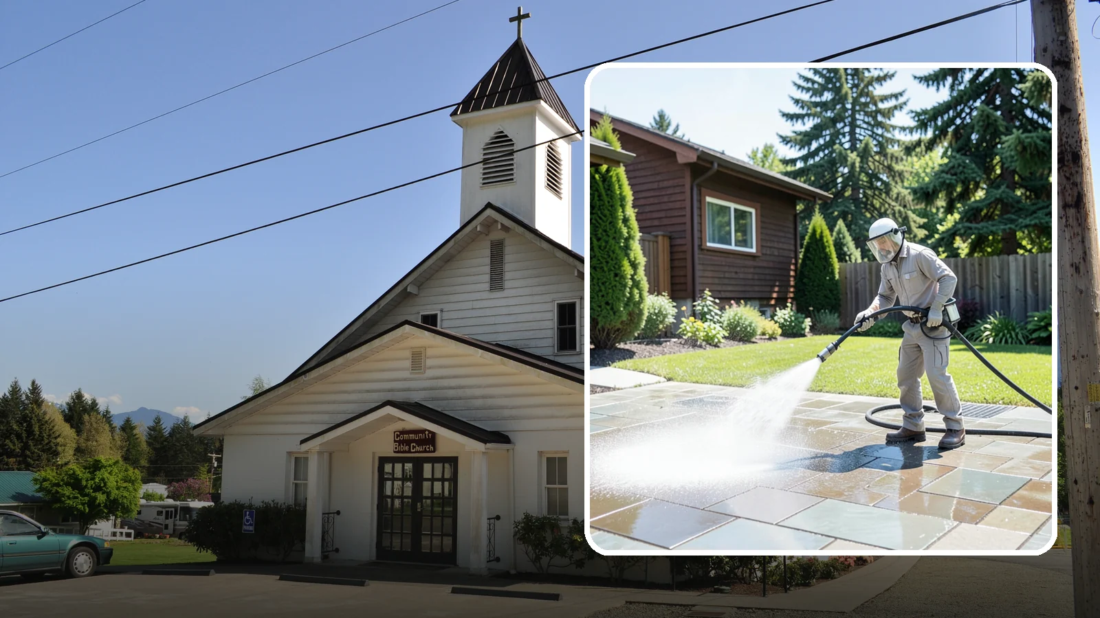Bar & Restaurant Patio Cleaning in Concrete, Skagit County, WA - Deep patio cleaning for bars and restaurants that removes grease, food spills, gum, and algae from the outdoor dining areas...