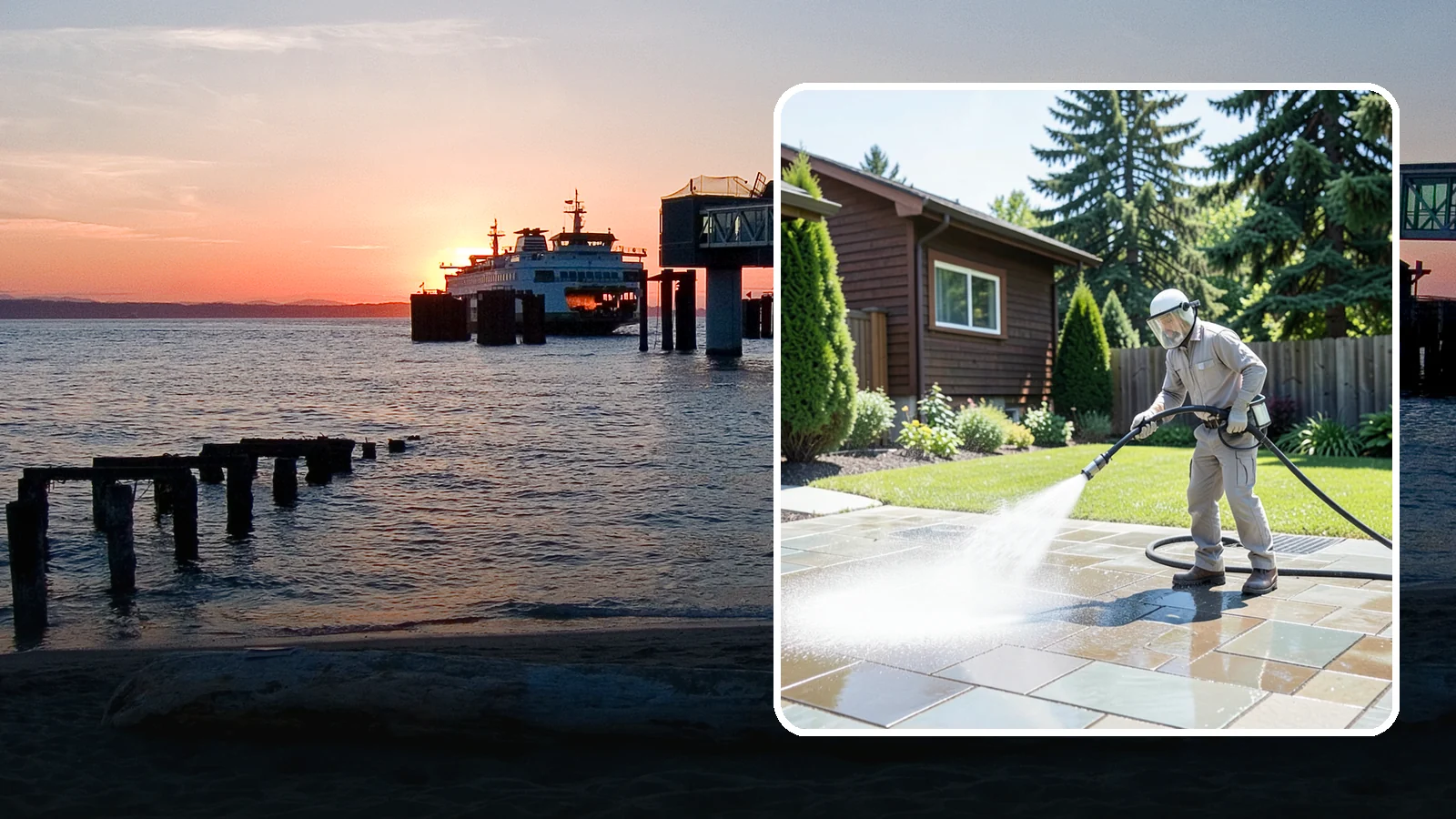 Bar & Restaurant Patio Cleaning in Edmonds, Snohomish County, WA - Deep patio cleaning for bars and restaurants that removes grease, food spills, gum, and algae from the outdoor dining areas...