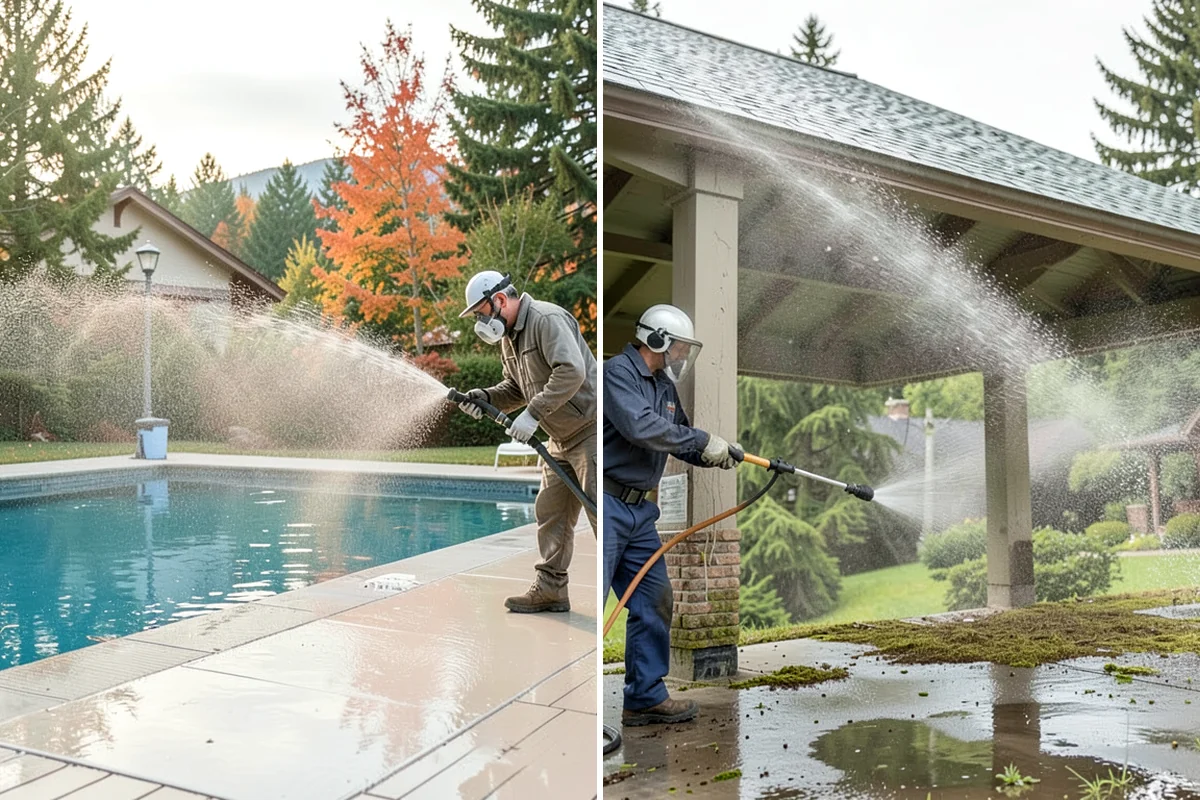 Bar & Restaurant Patio Cleaning in Federal Way, King County, WA - Pre-treat greasy zones and around table and bar areas